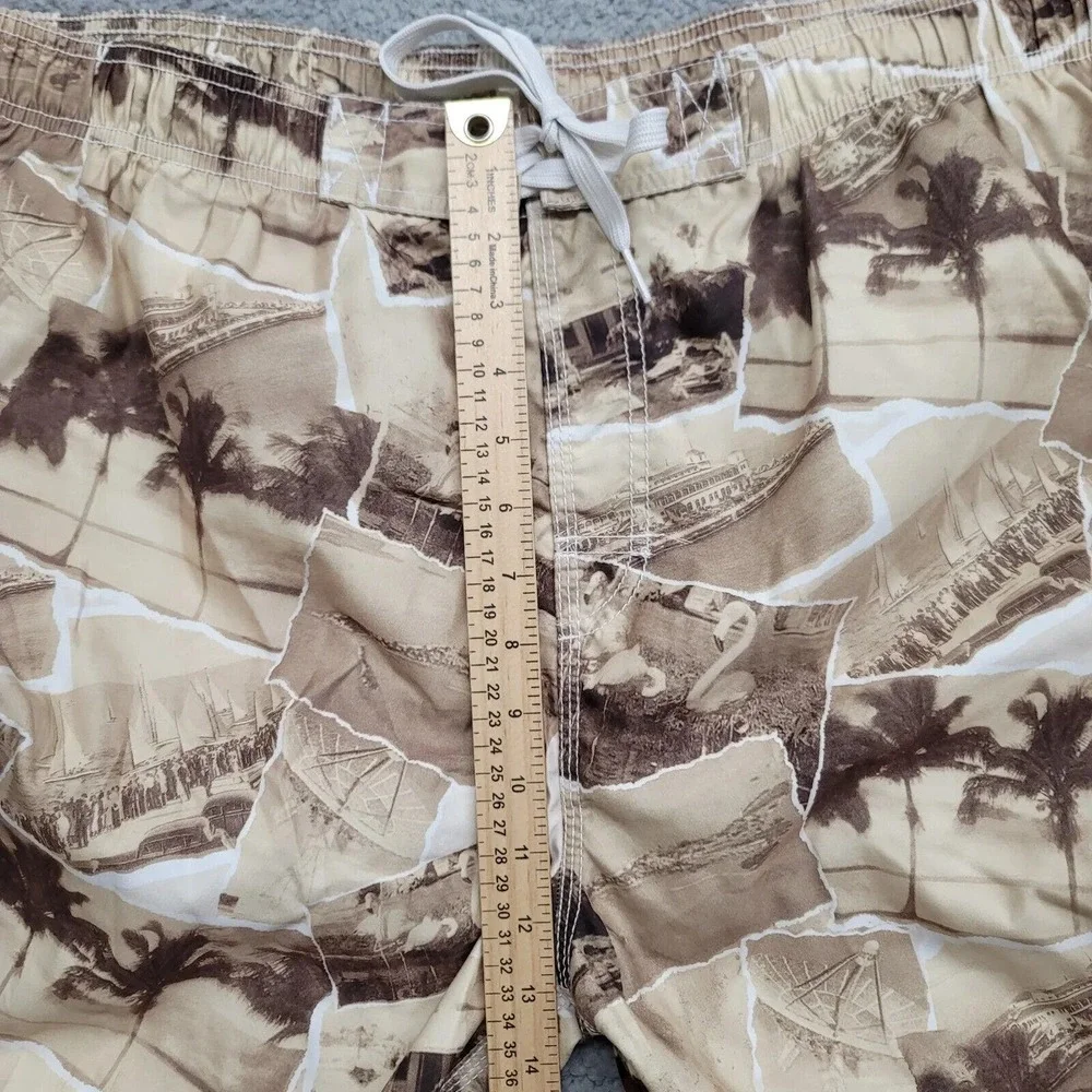 Reel Legends Shorts Mens XL Yellow Brown Swim Trunks Palm Fishing Outdoor Casual